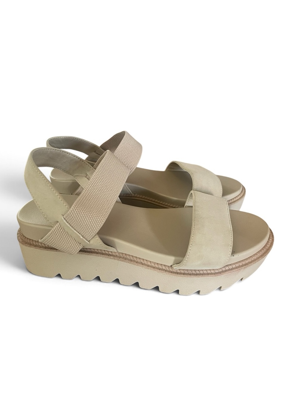 Torrid Wide Strappy Platform Sandals Cream Beige 7.5W